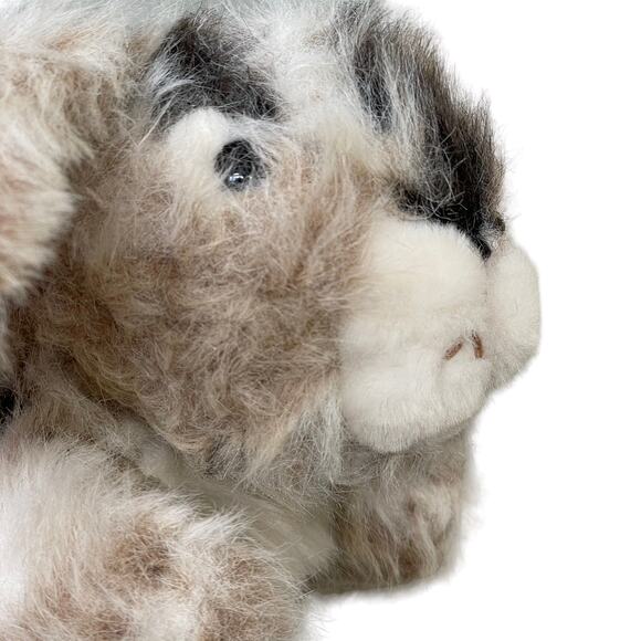 Realistic Bunny Rabbit Plush Holland Lop Mottled Spotted Brown Stuffed Animal - Picture 8 of 11